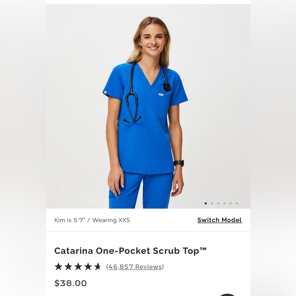 FIGS- Catarina One Pocket Scrub Top Royal Blue Nurse Doctor Medical